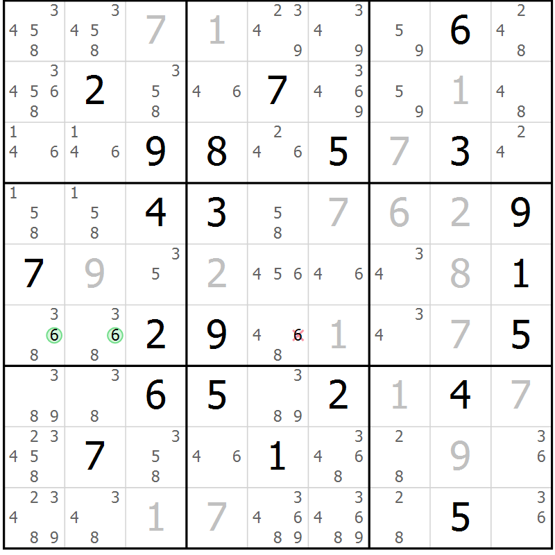 Position des candidats pour la solution de la Gr 16 page 19 du magazine de sudoku Virtuose n° 109