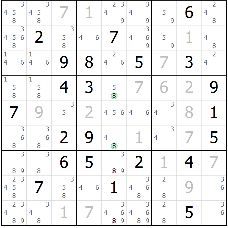Position des candidats pour la solution de la Gr 16 page 19 du magazine de sudoku Virtuose n° 109