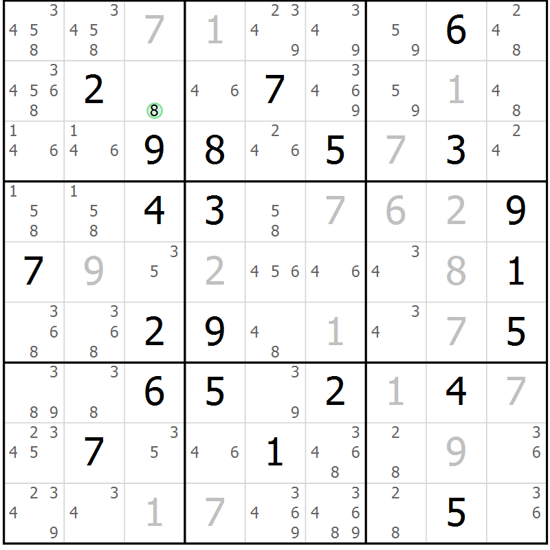 Position des candidats pour la solution de la Gr 16 page 19 du magazine de sudoku Virtuose n° 109