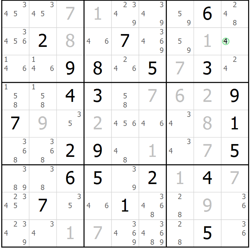 Position des candidats pour la solution de la Gr 16 page 19 du magazine de sudoku Virtuose n° 109