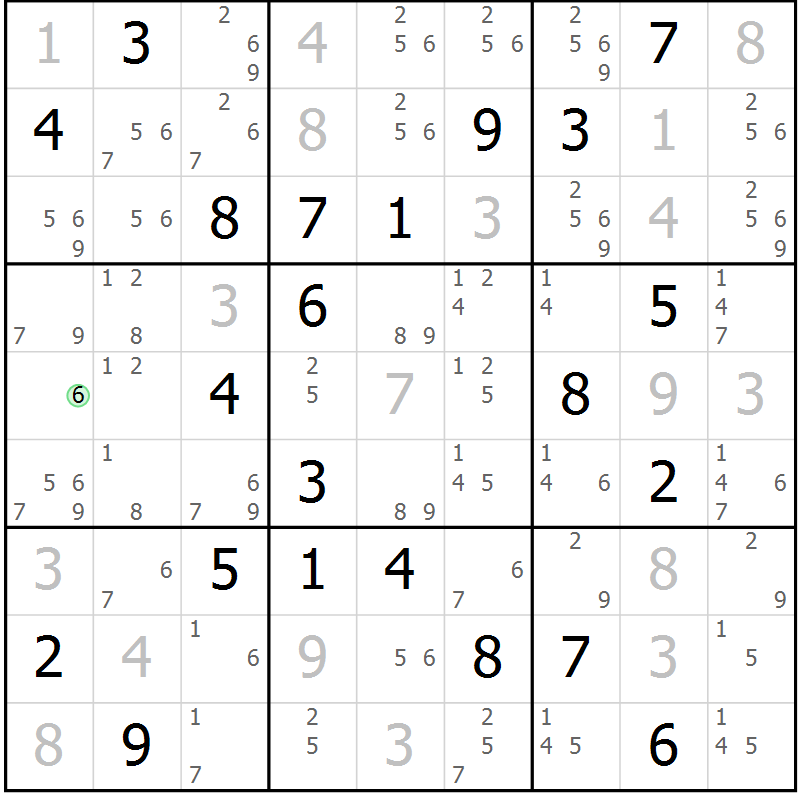 Position des candidats pour la solution de la Gr 17 page 20 du magazine de sudoku Virtuose n° 109