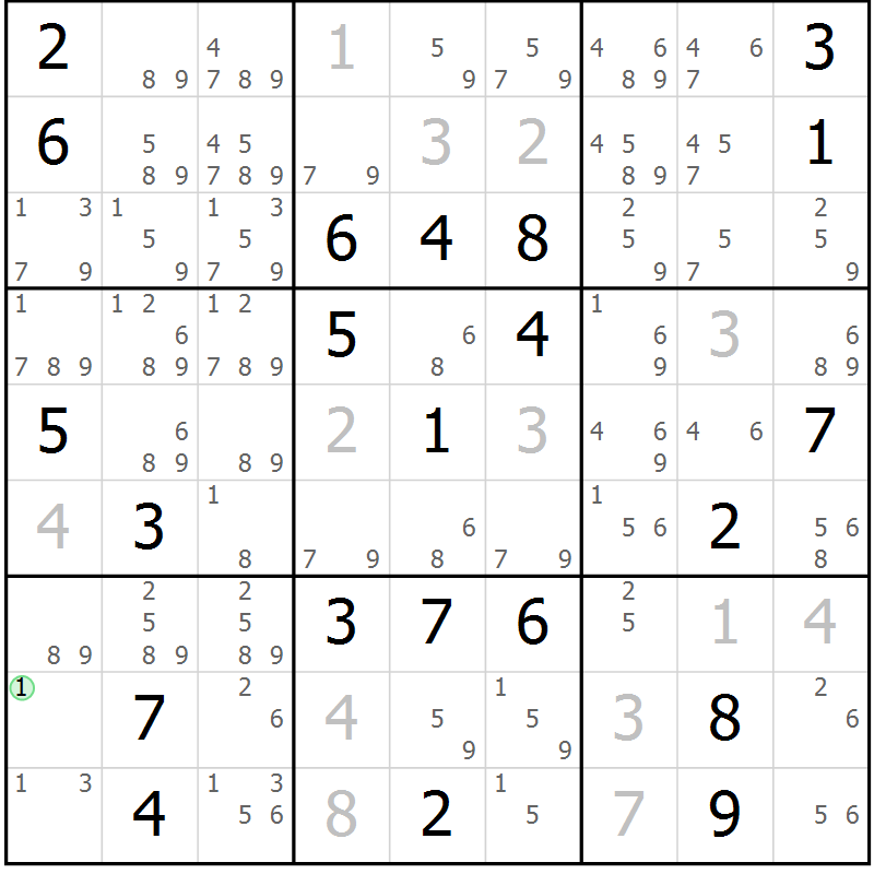 Position des candidats pour la solution de la Gr 18 page 21 du magazine de sudoku Virtuose n° 109