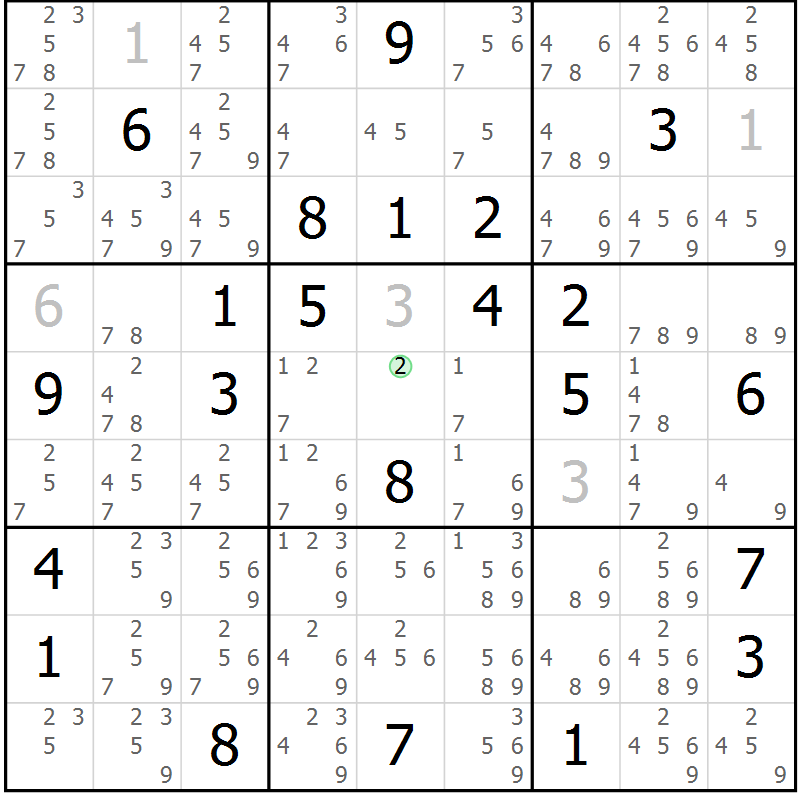 Position des candidats pour la solution de la Gr 19 page 22 du magazine de sudoku Virtuose n° 109