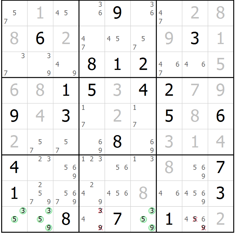 Position des candidats pour la solution de la Gr 19 page 22 du magazine de sudoku Virtuose n° 109