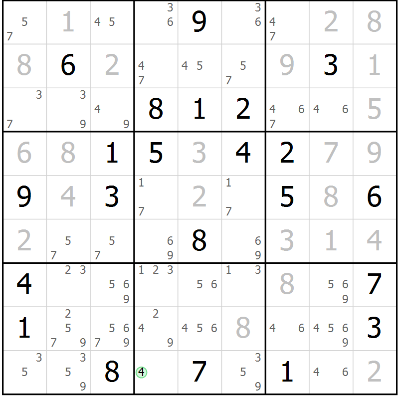 Position des candidats pour la solution de la Gr 19 page 22 du magazine de sudoku Virtuose n° 109