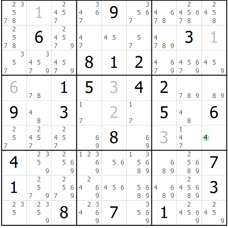 Position des candidats pour la solution de la Gr 19 page 22 du magazine de sudoku Virtuose n° 109