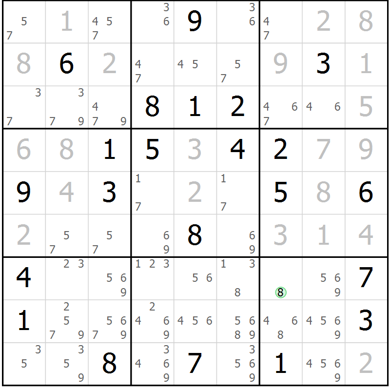 Position des candidats pour la solution de la Gr 19 page 22 du magazine de sudoku Virtuose n° 109