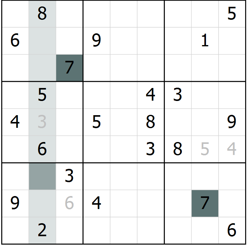 Position des candidats pour la solution de la Gr 2 page 5 du magazine de sudoku Virtuose n° 109