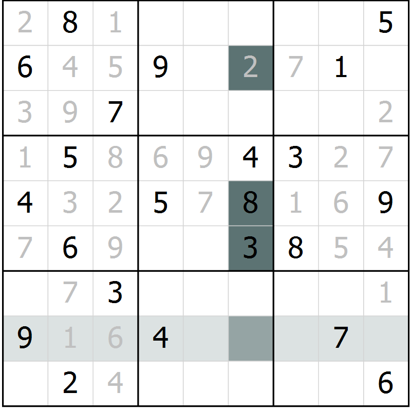 Position des candidats pour la solution de la Gr 2 page 5 du magazine de sudoku Virtuose n° 109