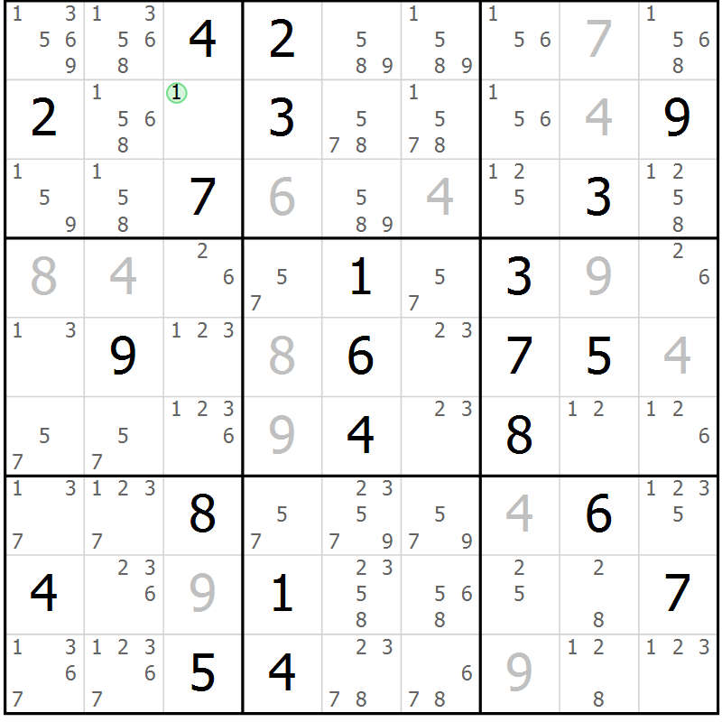 Position des candidats pour la solution de la Gr 20 page 23 du magazine de sudoku Virtuose n° 109