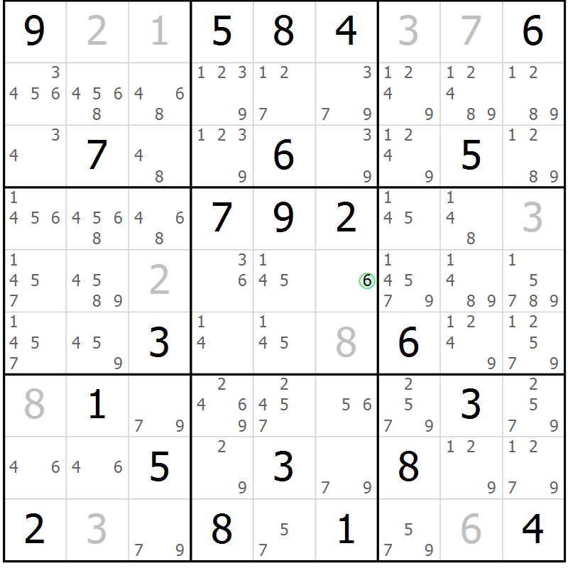 Position des candidats pour la solution de la Gr 21 page 24 du magazine de sudoku Virtuose n° 109