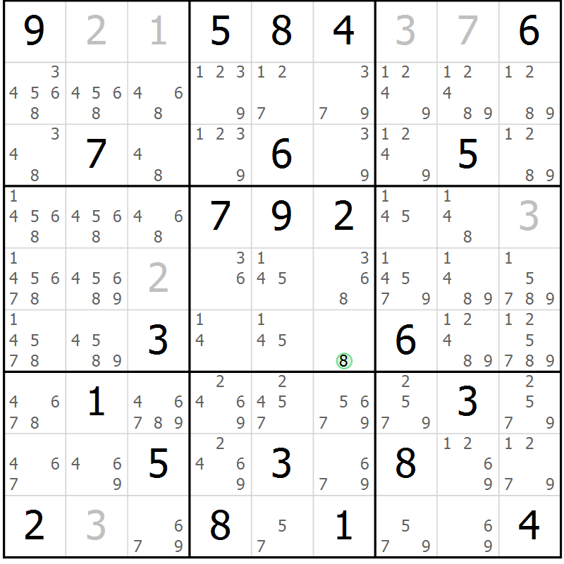 Position des candidats pour la solution de la Gr 21 page 24 du magazine de sudoku Virtuose n° 109