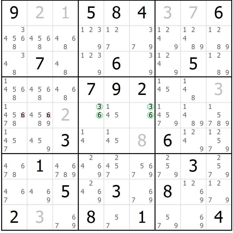 Position des candidats pour la solution de la Gr 21 page 24 du magazine de sudoku Virtuose n° 109