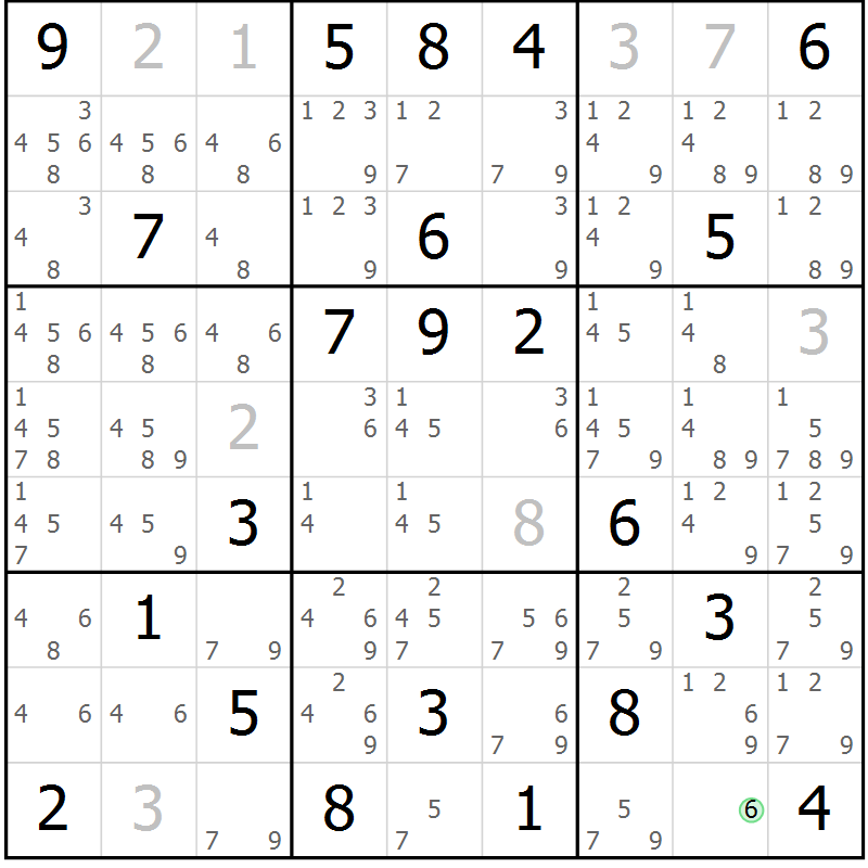 Position des candidats pour la solution de la Gr 21 page 24 du magazine de sudoku Virtuose n° 109