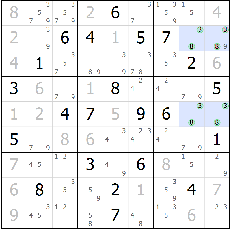 Position des candidats pour la solution de la Gr 22 page 25 du magazine de sudoku Virtuose n° 109