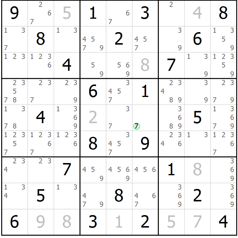 Position des candidats pour la solution de la Gr 24 page 27 du magazine de sudoku Virtuose n° 109