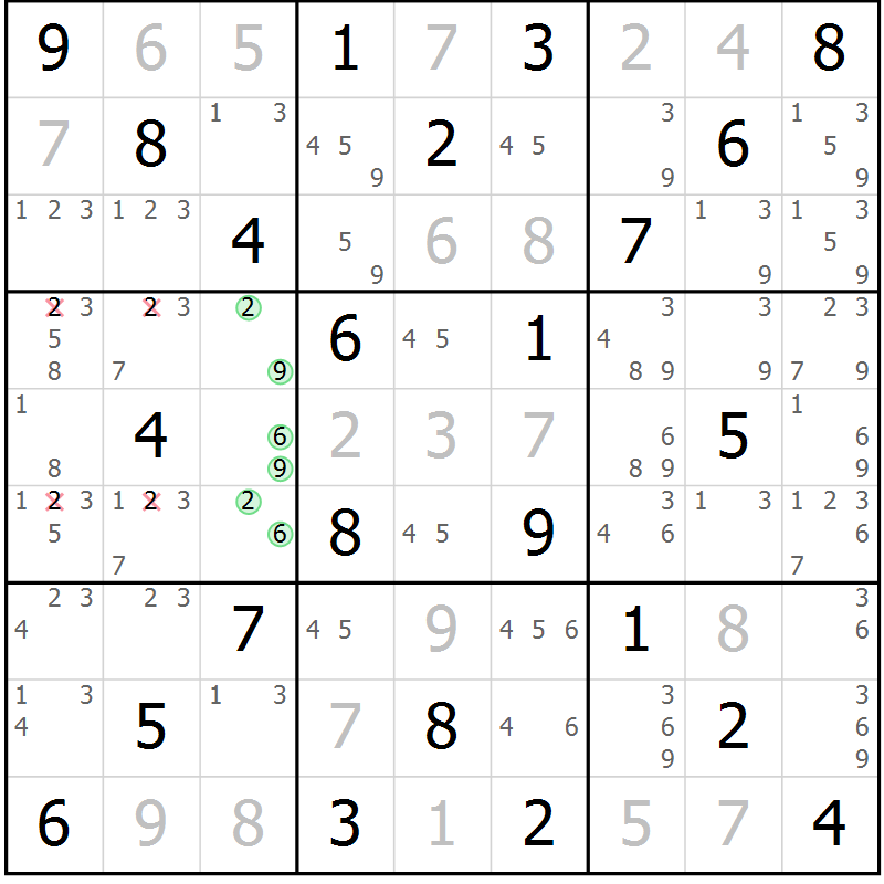 Position des candidats pour la solution de la Gr 24 page 27 du magazine de sudoku Virtuose n° 109