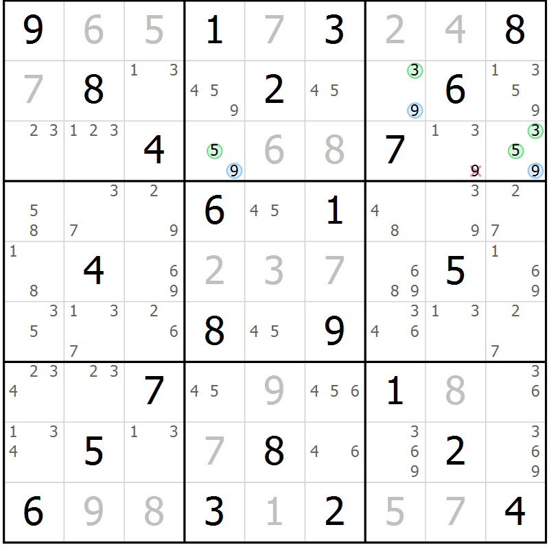 Position des candidats pour la solution de la Gr 24 page 27 du magazine de sudoku Virtuose n° 109