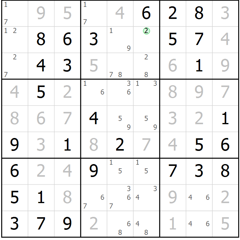 Position des candidats pour la solution de la Gr 26 page 29 du magazine de sudoku Virtuose n° 109