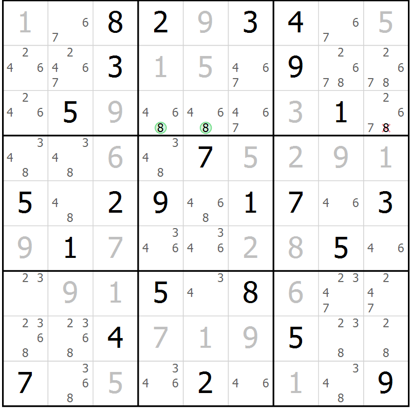 Position des candidats pour la solution de la Gr 27 page 30 du magazine de sudoku Virtuose n° 109