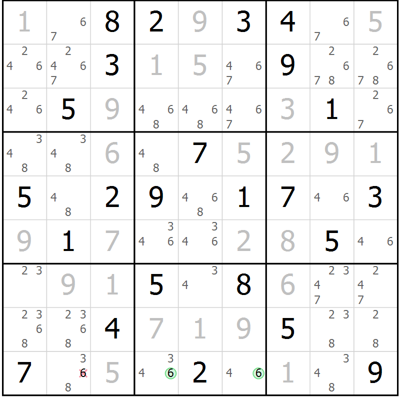 Position des candidats pour la solution de la Gr 27 page 30 du magazine de sudoku Virtuose n° 109