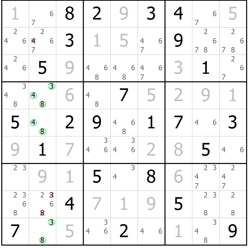 Position des candidats pour la solution de la Gr 27 page 30 du magazine de sudoku Virtuose n° 109