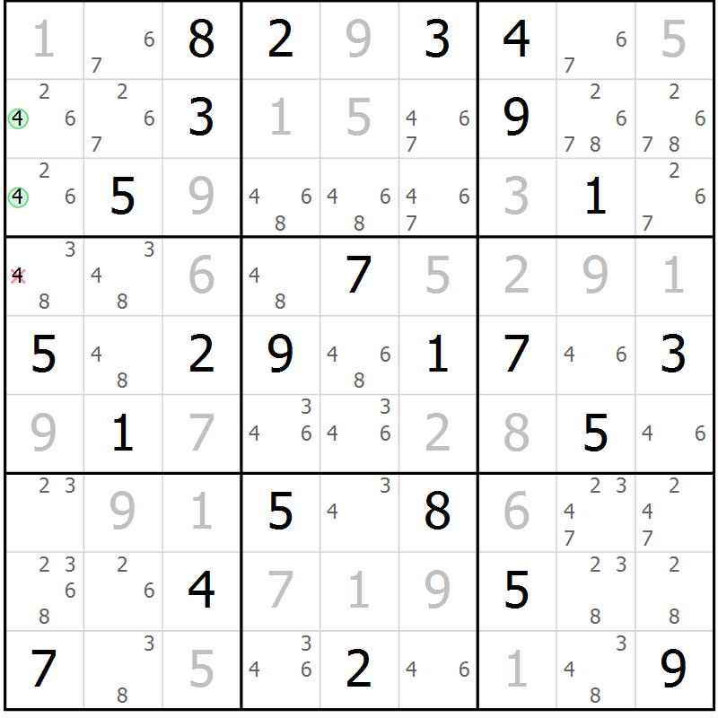Position des candidats pour la solution de la Gr 27 page 30 du magazine de sudoku Virtuose n° 109