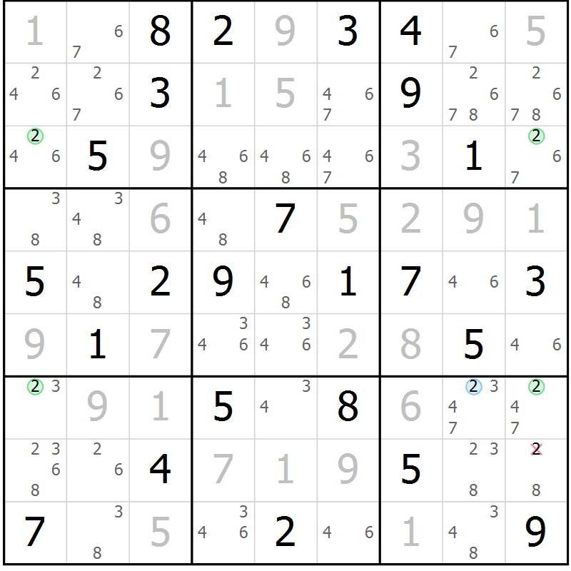 Position des candidats pour la solution de la Gr 27 page 30 du magazine de sudoku Virtuose n° 109