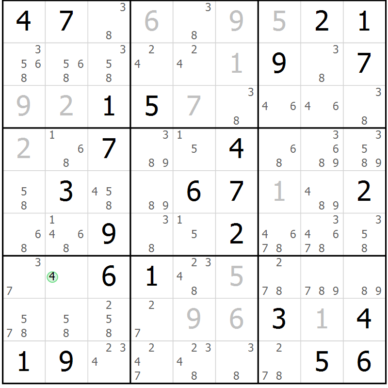 Position des candidats pour la solution de la Gr 29 page 32 du magazine de sudoku Virtuose n° 109