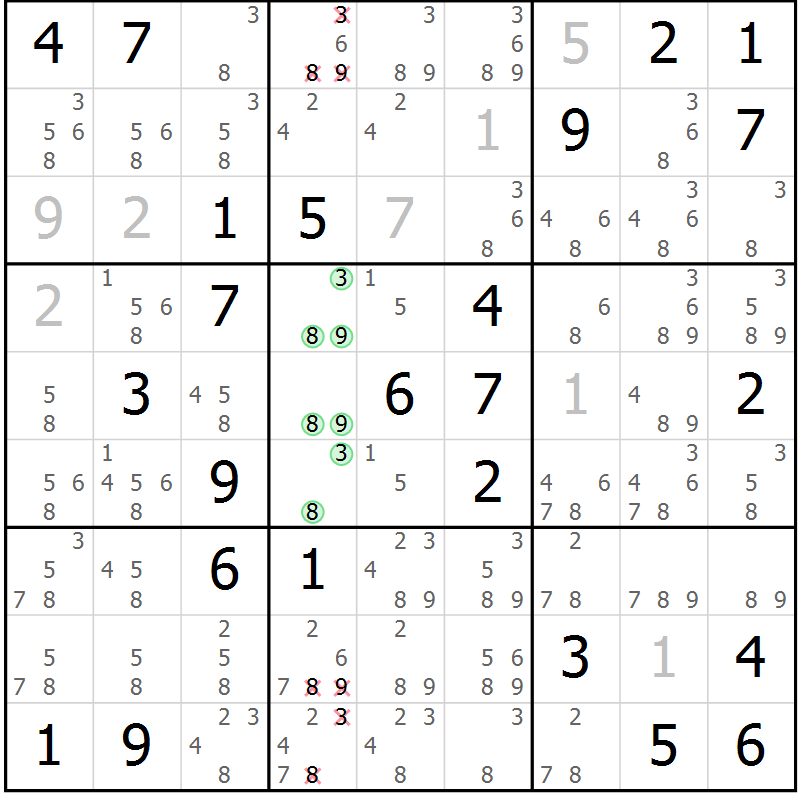 Position des candidats pour la solution de la Gr 29 page 32 du magazine de sudoku Virtuose n° 109