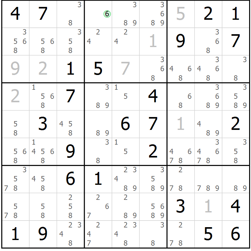 Position des candidats pour la solution de la Gr 29 page 32 du magazine de sudoku Virtuose n° 109