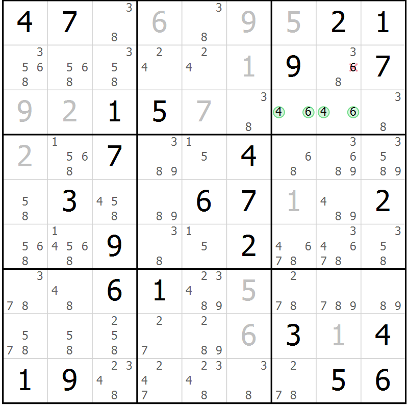 Position des candidats pour la solution de la Gr 29 page 32 du magazine de sudoku Virtuose n° 109
