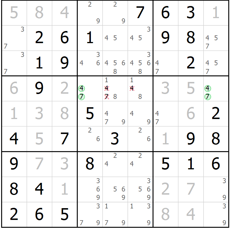 Position des candidats pour la solution de la Gr 30 page 33 du magazine de sudoku Virtuose n° 109