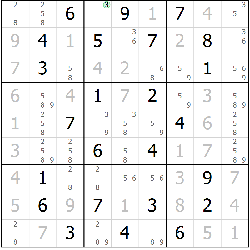 Position des candidats pour la solution de la Gr 31 page 34 du magazine de sudoku Virtuose n° 109
