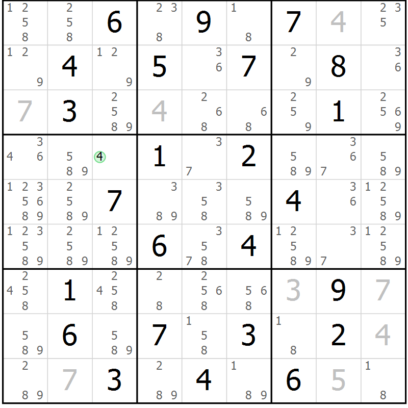 Position des candidats pour la solution de la Gr 31 page 34 du magazine de sudoku Virtuose n° 109