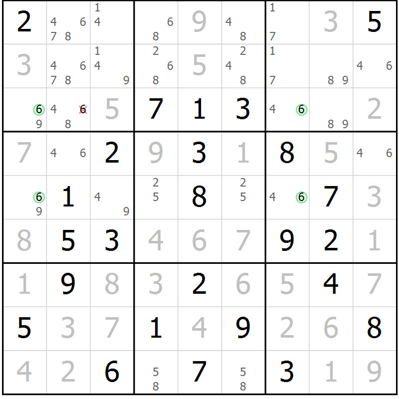 Position des candidats pour la solution de la Gr 32 page 35 du magazine de sudoku Virtuose n° 109