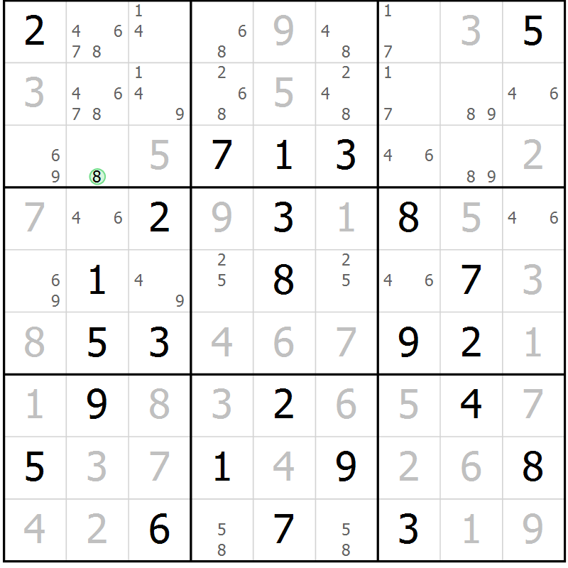 Position des candidats pour la solution de la Gr 32 page 35 du magazine de sudoku Virtuose n° 109