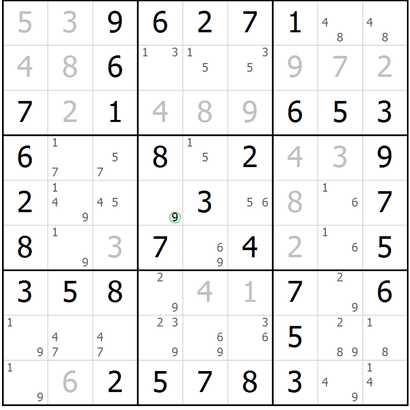 Position des candidats pour la solution de la Gr 33 page 36 du magazine de sudoku Virtuose n° 109