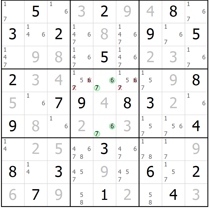Position des candidats pour la solution de la Gr 34 page 37 du magazine de sudoku Virtuose n° 109
