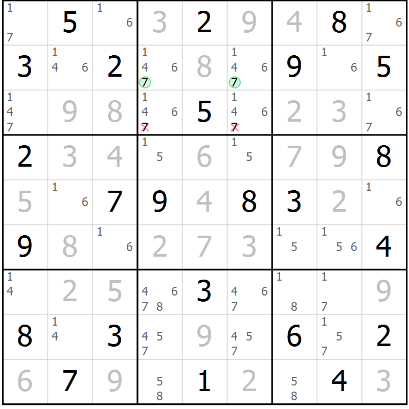 Position des candidats pour la solution de la Gr 34 page 37 du magazine de sudoku Virtuose n° 109