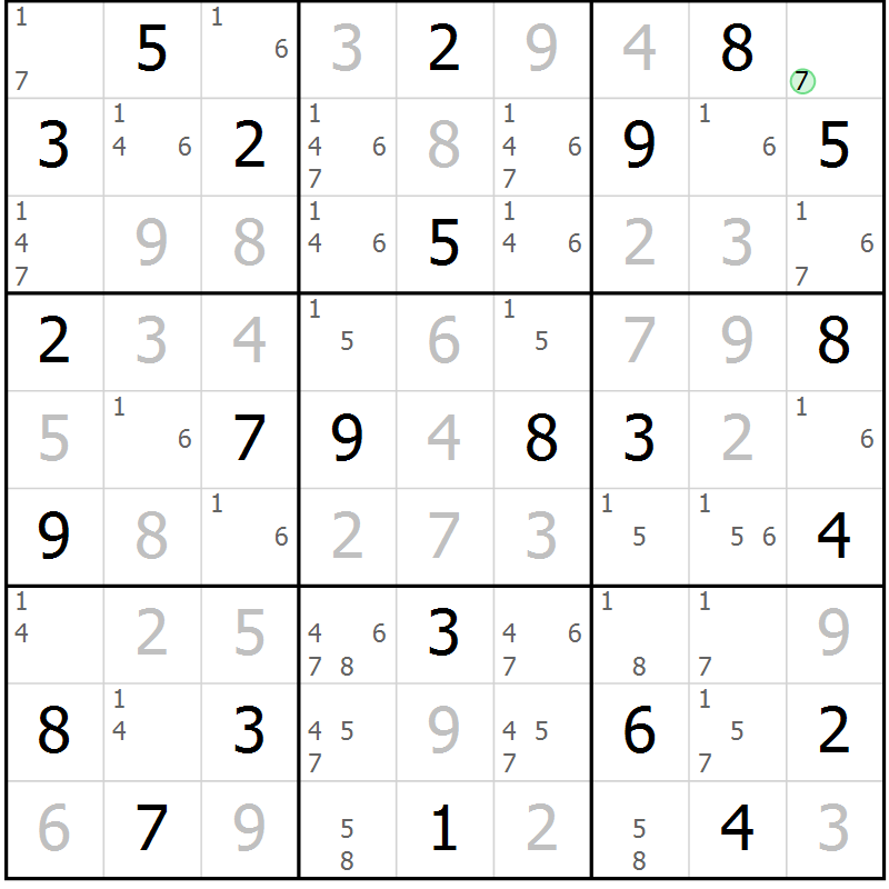Position des candidats pour la solution de la Gr 34 page 37 du magazine de sudoku Virtuose n° 109