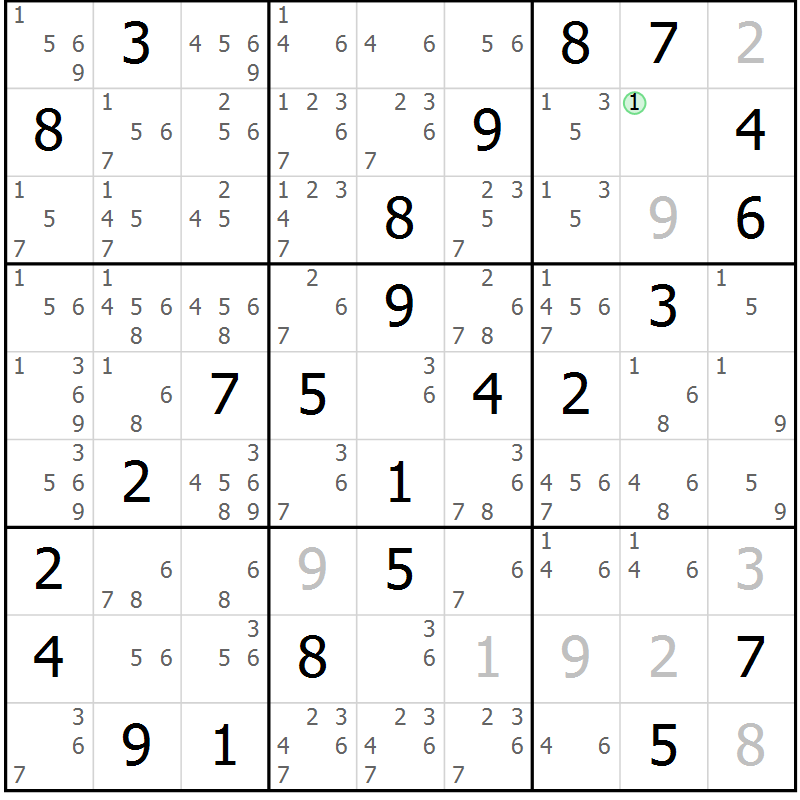 Position des candidats pour la solution de la Gr 35 page 38 du magazine de sudoku Virtuose n° 109
