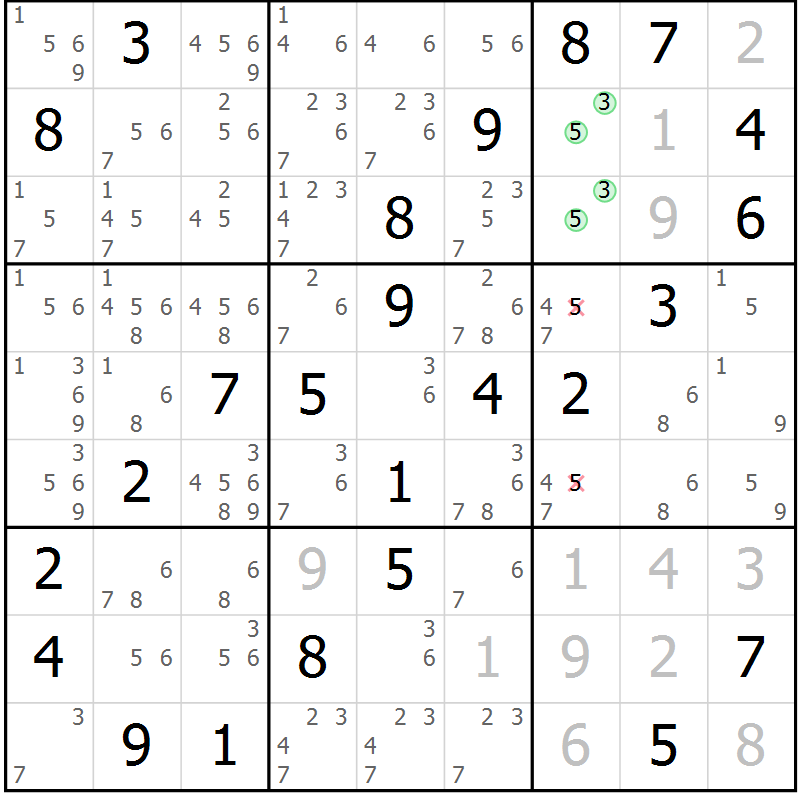 Position des candidats pour la solution de la Gr 35 page 38 du magazine de sudoku Virtuose n° 109