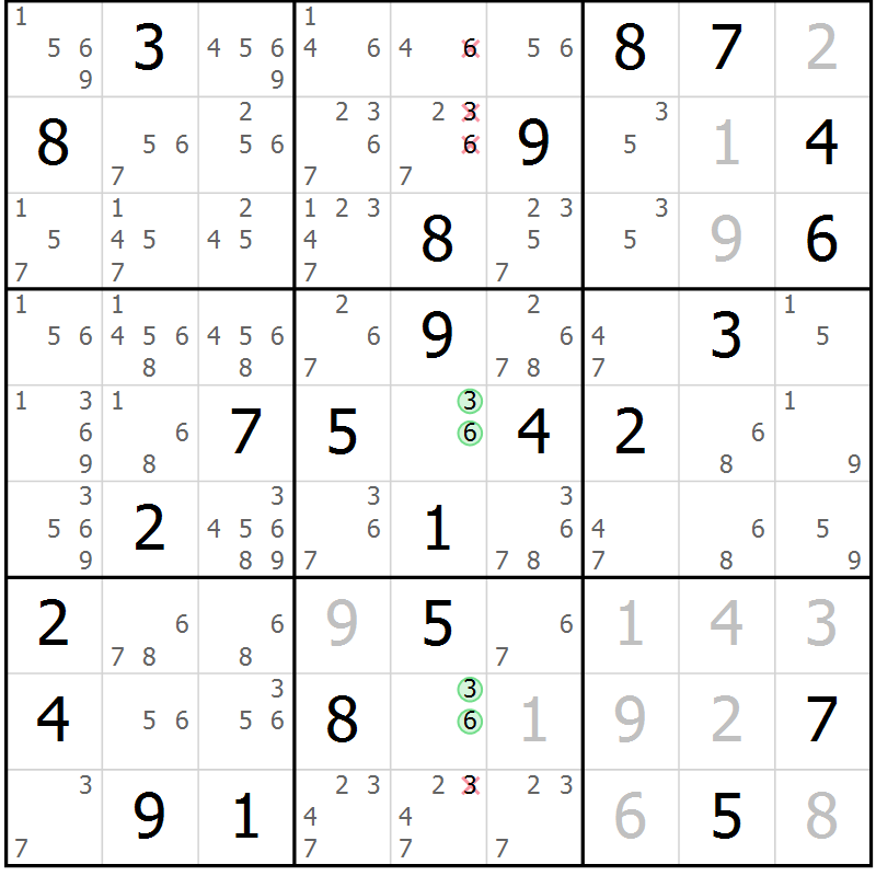 Position des candidats pour la solution de la Gr 35 page 38 du magazine de sudoku Virtuose n° 109