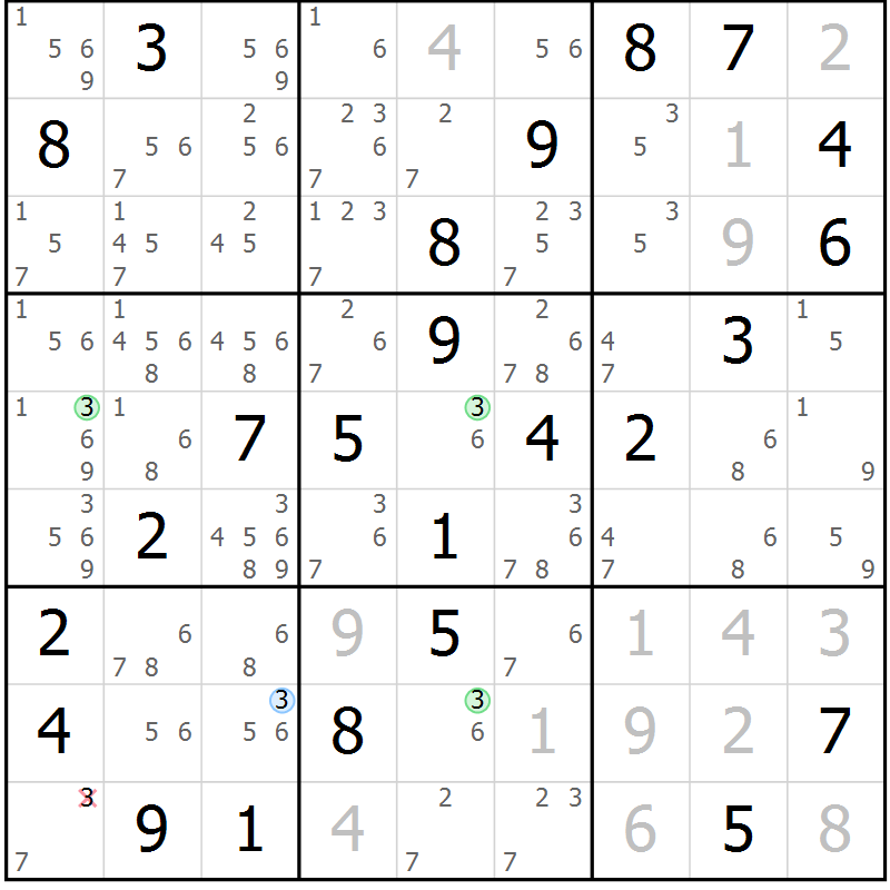 Position des candidats pour la solution de la Gr 35 page 38 du magazine de sudoku Virtuose n° 109