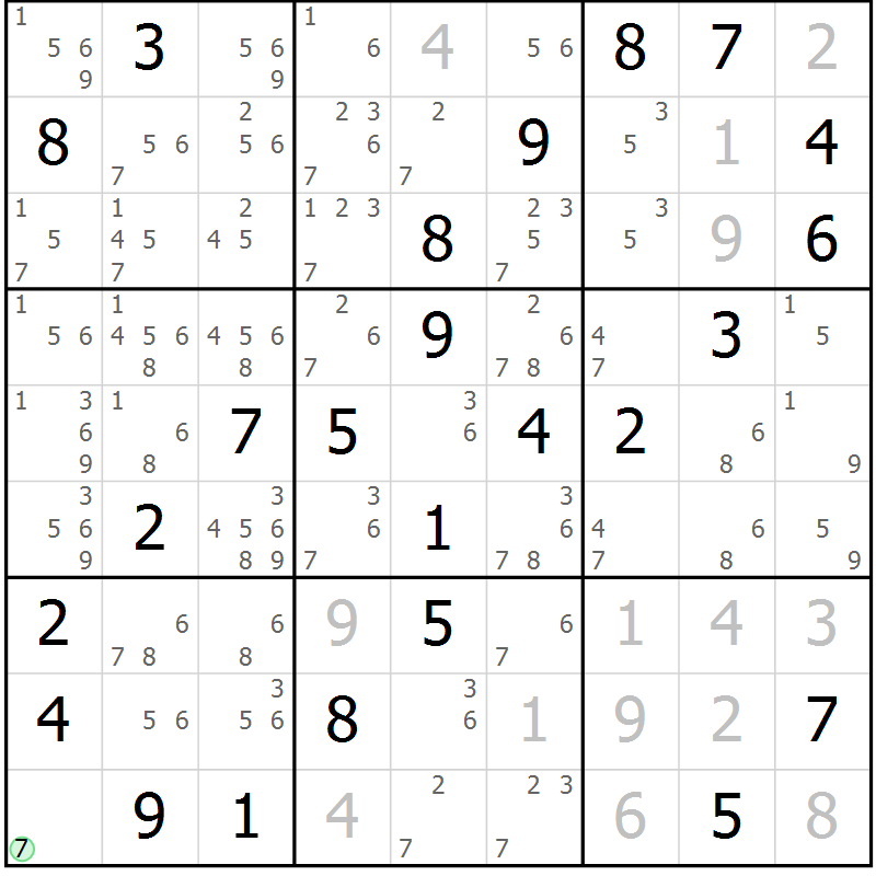 Position des candidats pour la solution de la Gr 35 page 38 du magazine de sudoku Virtuose n° 109