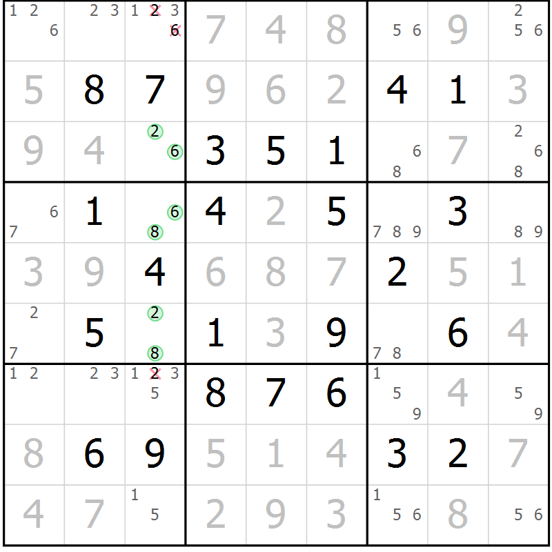 Position des candidats pour la solution de la Gr 37 page 40 du magazine de sudoku Virtuose n° 109