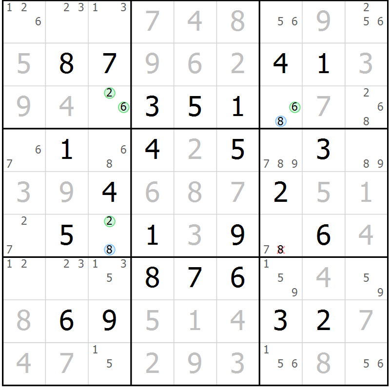 Position des candidats pour la solution de la Gr 37 page 40 du magazine de sudoku Virtuose n° 109