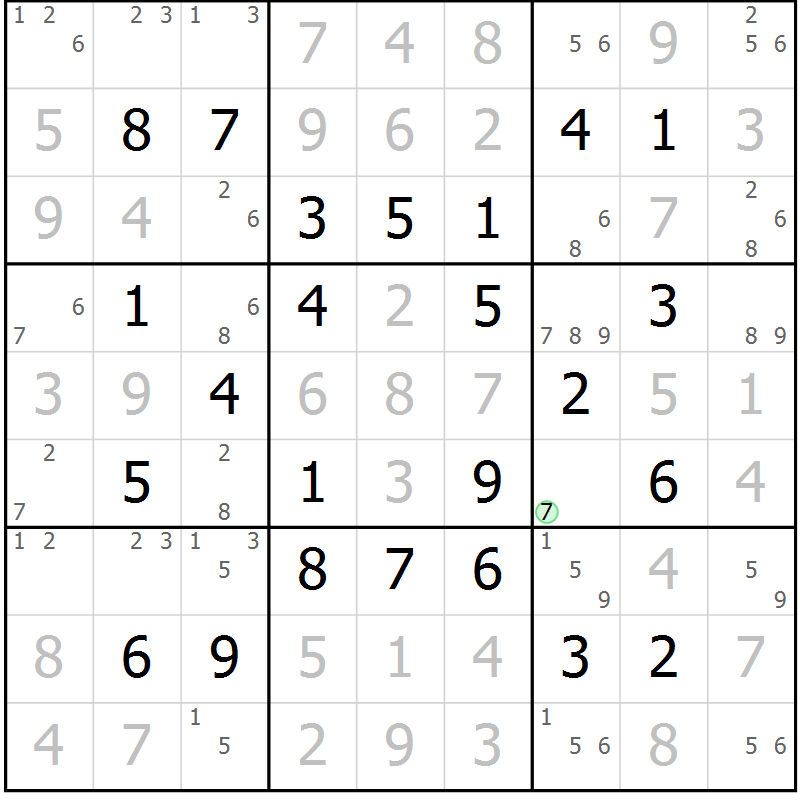 Position des candidats pour la solution de la Gr 37 page 40 du magazine de sudoku Virtuose n° 109