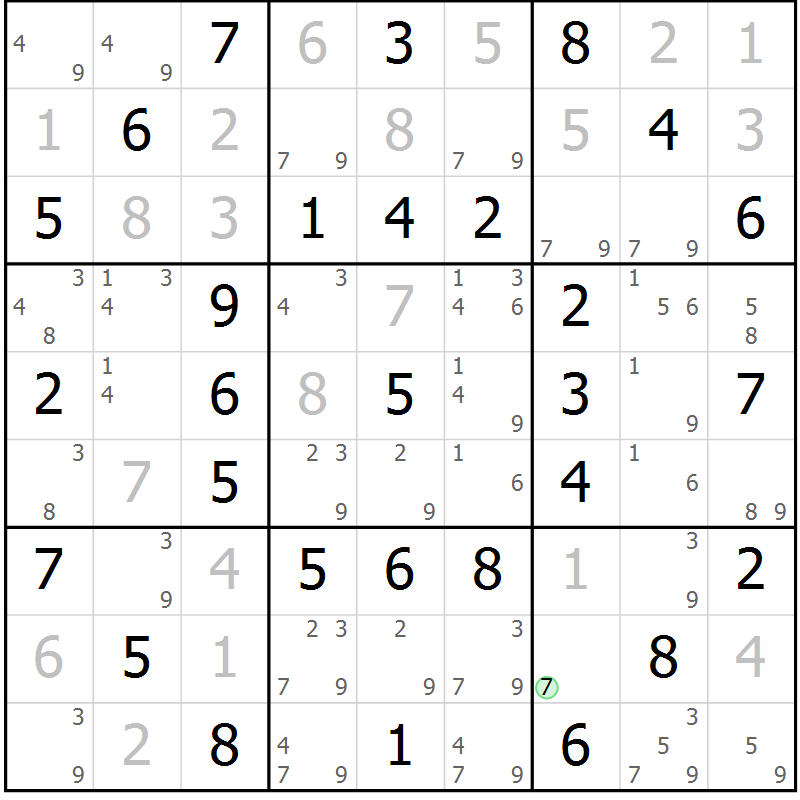 Position des candidats pour la solution de la Gr 38 page 41 du magazine de sudoku Virtuose n° 109